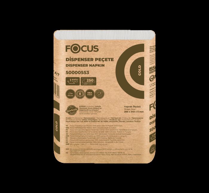 Focus Gold Dispenser Peete - 250 Yaprak - 18 Adet